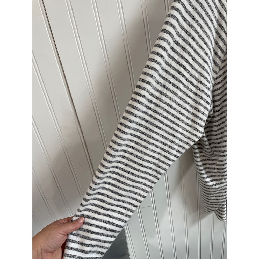 Lucky Brand Womens Striped Hooded Pullover V-Neck Lightweight Sweater Grey Large - Picture 4 of 10